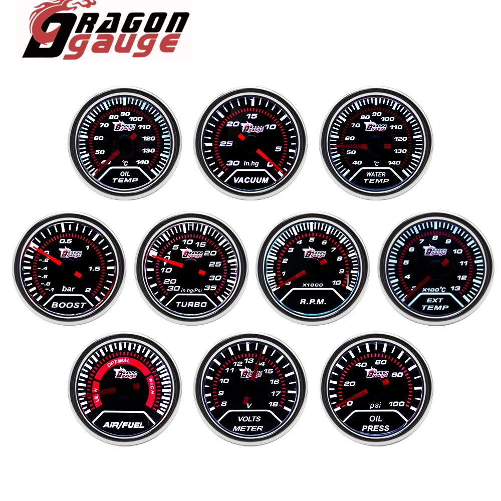 52mm Multi-Function Gauge — Water Temp, Oil Temp, Oil Pressure, Boost, AFR, EGT, Tach, Volt
