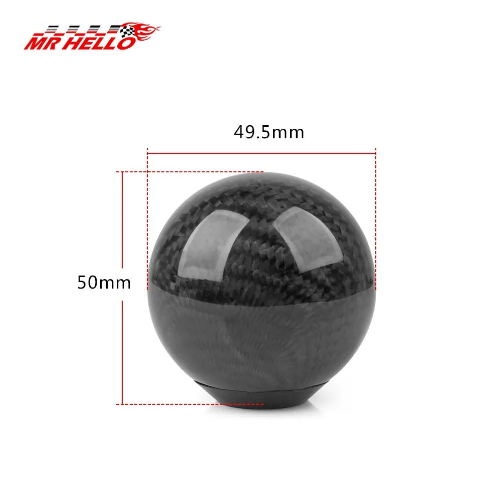 Carbon Fibre Gear Shift Knob — Round Ball, Universal Fit