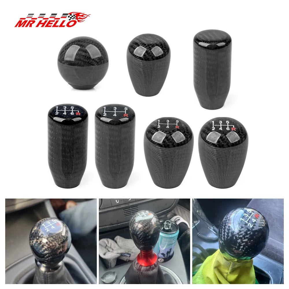 Carbon Fibre Gear Shift Knob — Round Ball, Universal Fit