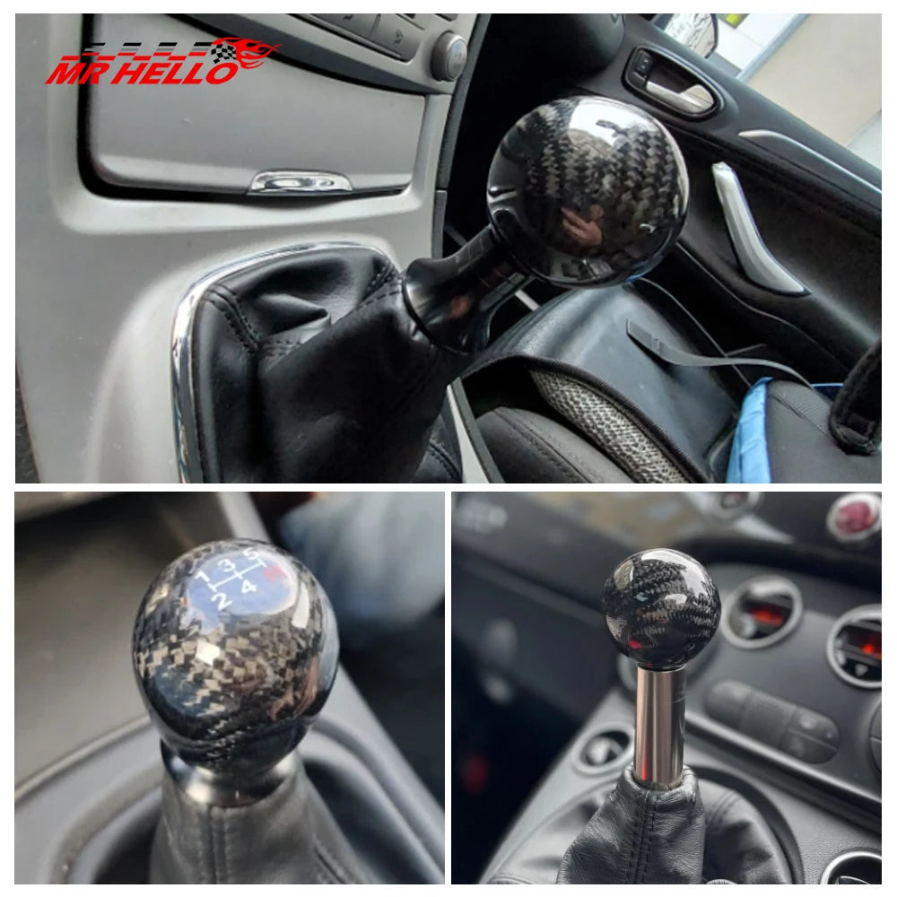 Carbon Fibre Gear Shift Knob — Round Ball, Universal Fit